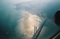 View of Akashi Kaikyo from an Airplane