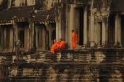 Monks Sitting on The Temple Steps