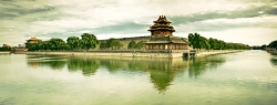 Forbidden City Corner Tower With Subdued Lighting and Saturation