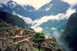 Natural Foggy View of Machu Picchu
