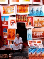 Selling Paintings at Marrakech Public Square